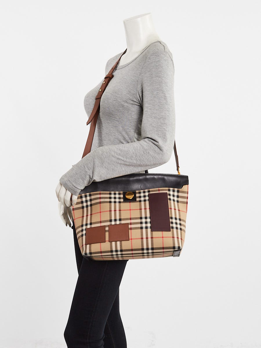Burberry Vintage Check Canvas/Leather Small Society Top Handle Bag