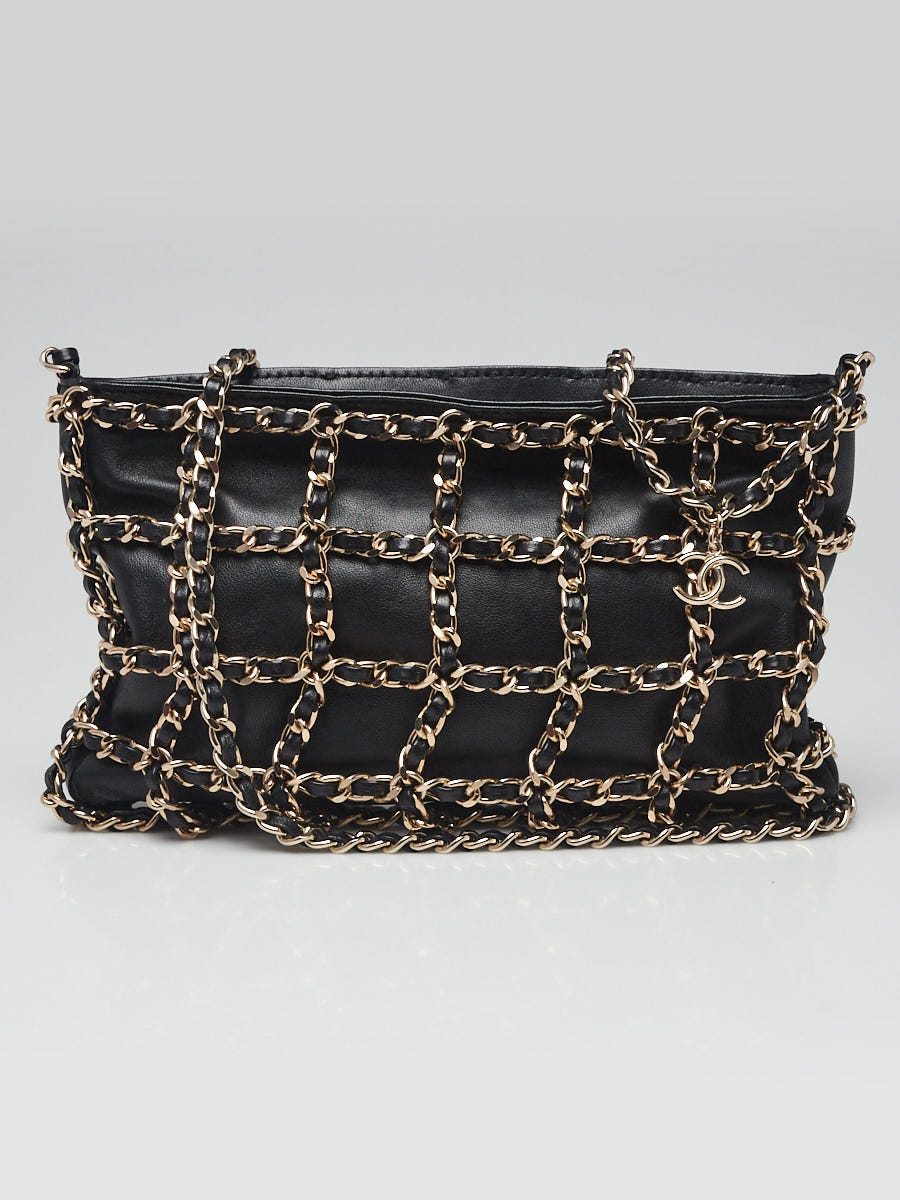 Chanel Black Lambskin Leather Frame Chain Crossbody Bag