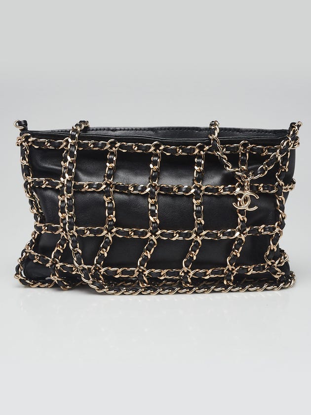 Chanel Black Lambskin Leather Frame Chain Crossbody Bag