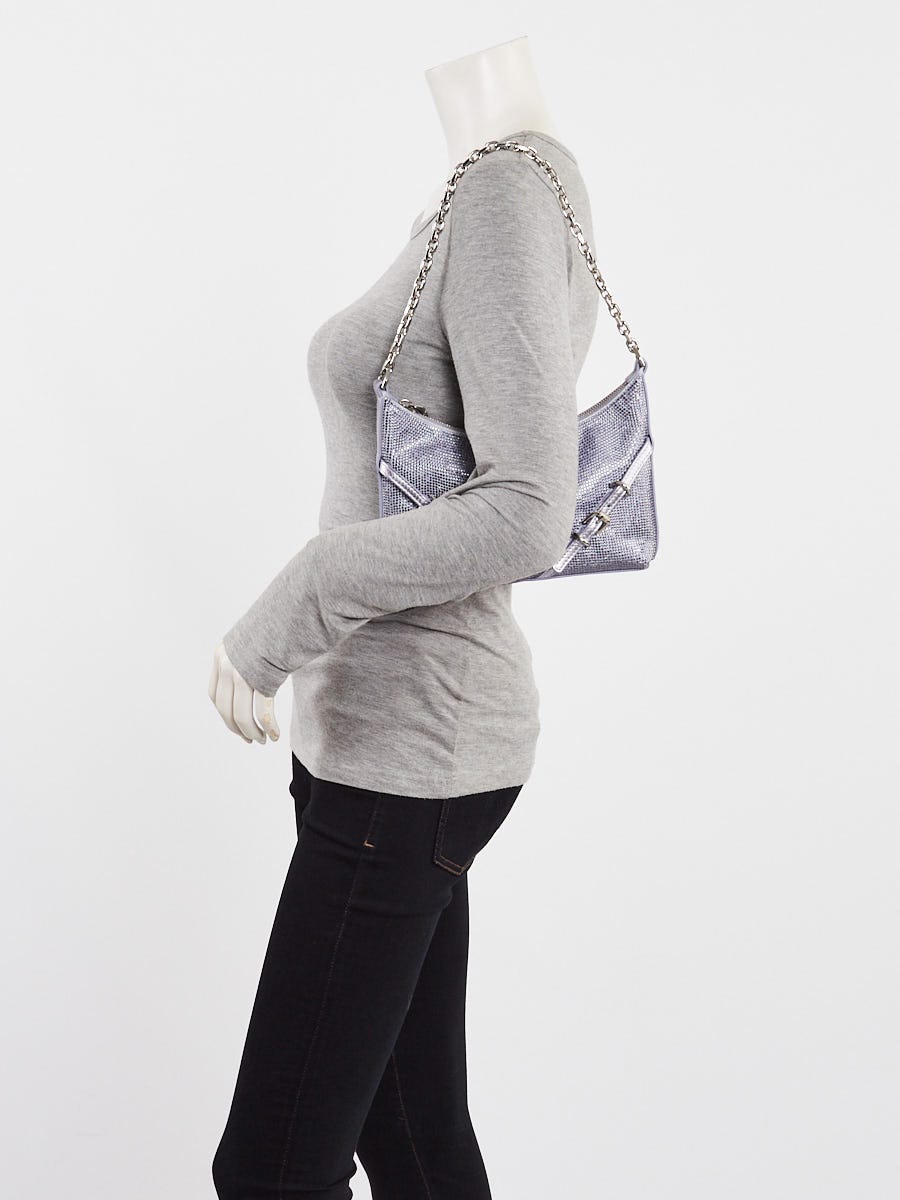 Givenchy Metallic Purple Leather Crystal Voyou Bag