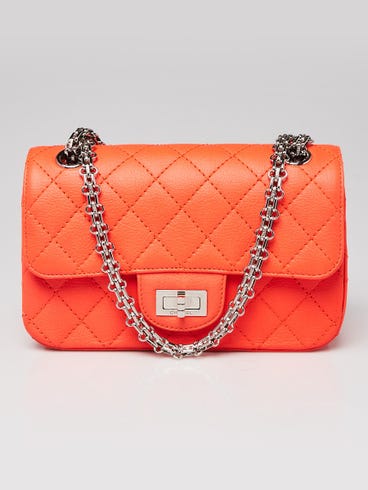 Chanel Orange 2.55 Quilted Classic Chevre Leather Reissue Mini Flap Bag