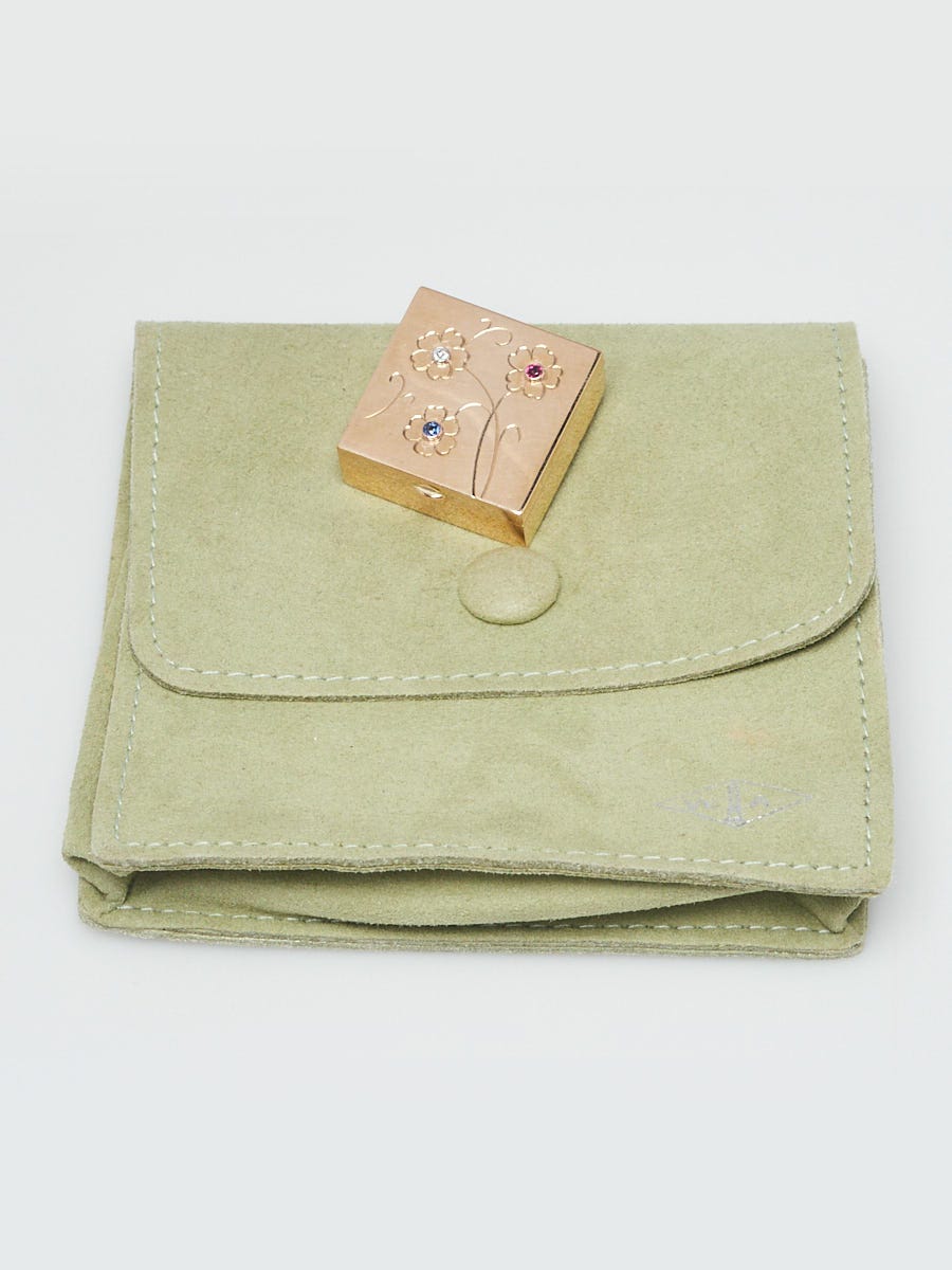 Van Cleef 
Arpels 14k Yellow Gold Diamond Ruby Sapphire 1940s Pill Box Pendant