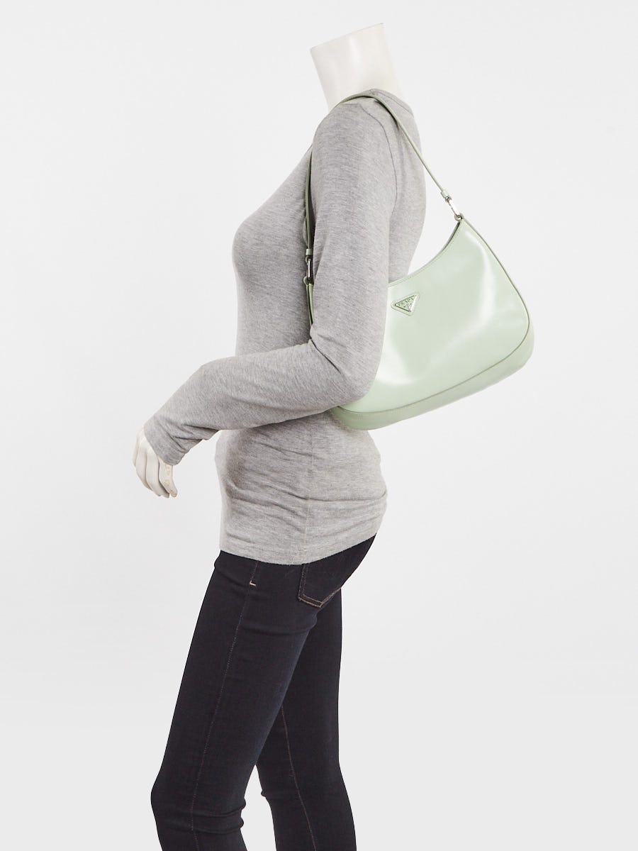 Prada Light Green Brushed Leather Cleo Shoulder Bag