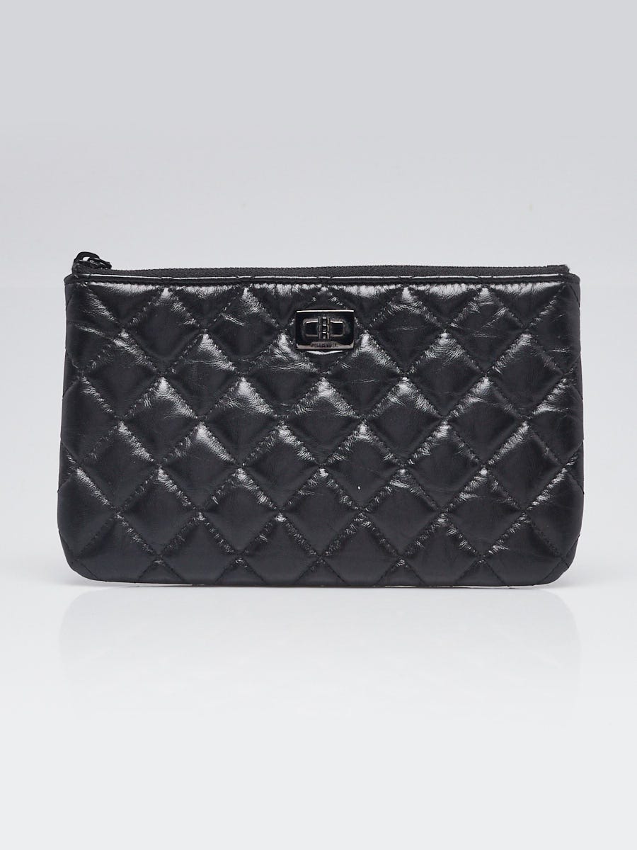 Chanel Black Quilted Calfskin Leather Reissue O-Case Zip Pouch