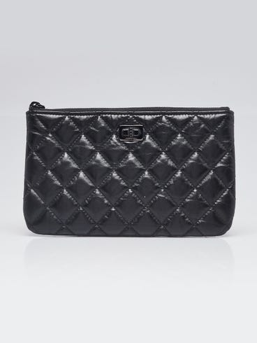Chanel Black Quilted Calfskin Leather Reissue O-Case Zip Pouch