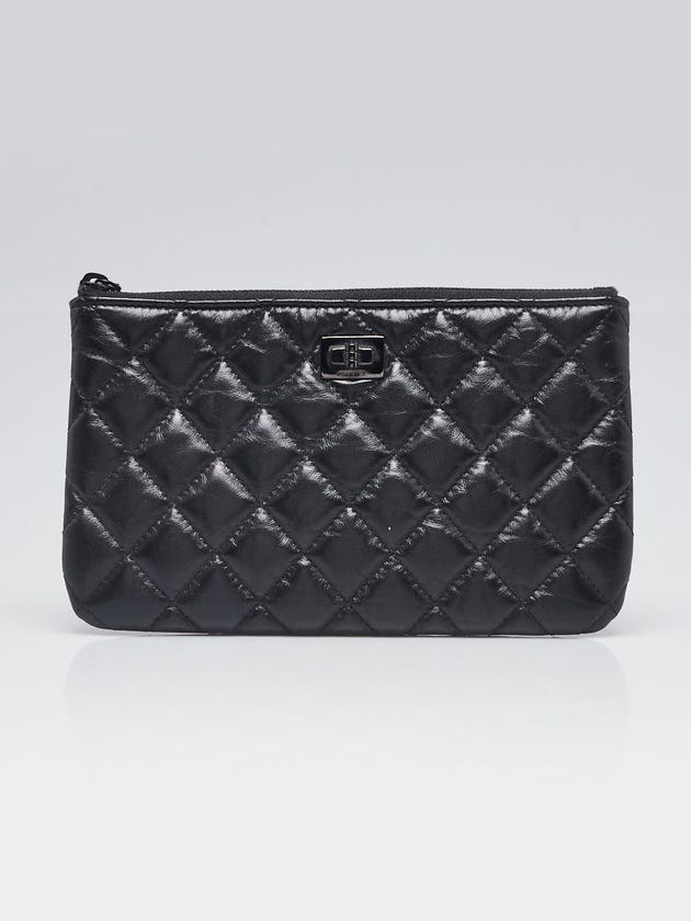 Chanel Black Quilted Calfskin Leather Reissue O-Case Zip Pouch