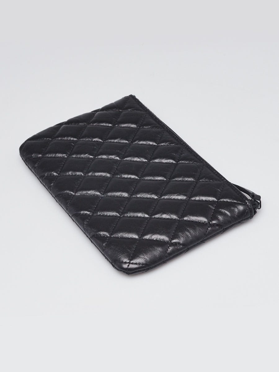 Chanel Black Quilted Calfskin Leather Reissue O-Case Zip Pouch
