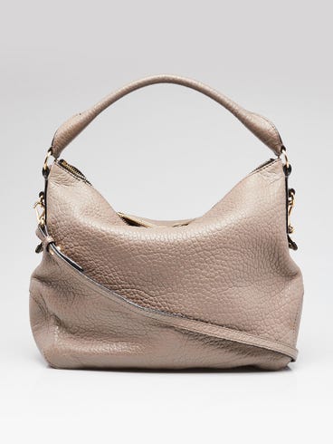 Burberry Grey Grain Leather Small Ledbury Hobo Bag