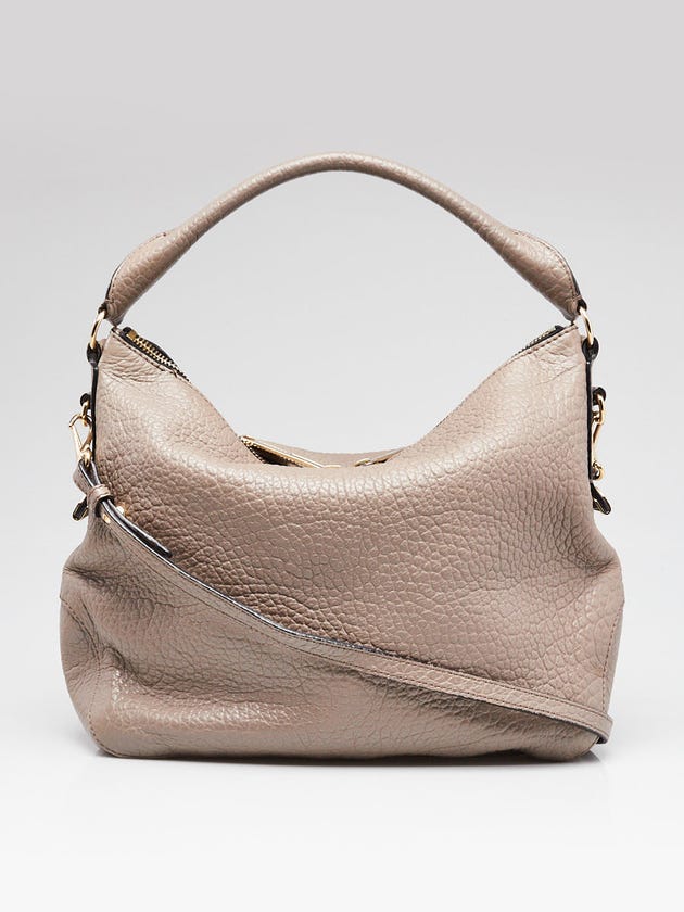 Burberry Grey Grain Leather Small Ledbury Hobo Bag