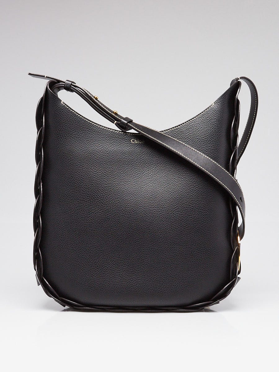 Chloe Black Grained Leather Medium Darryl Hobo Bag | Yoogi's Closet