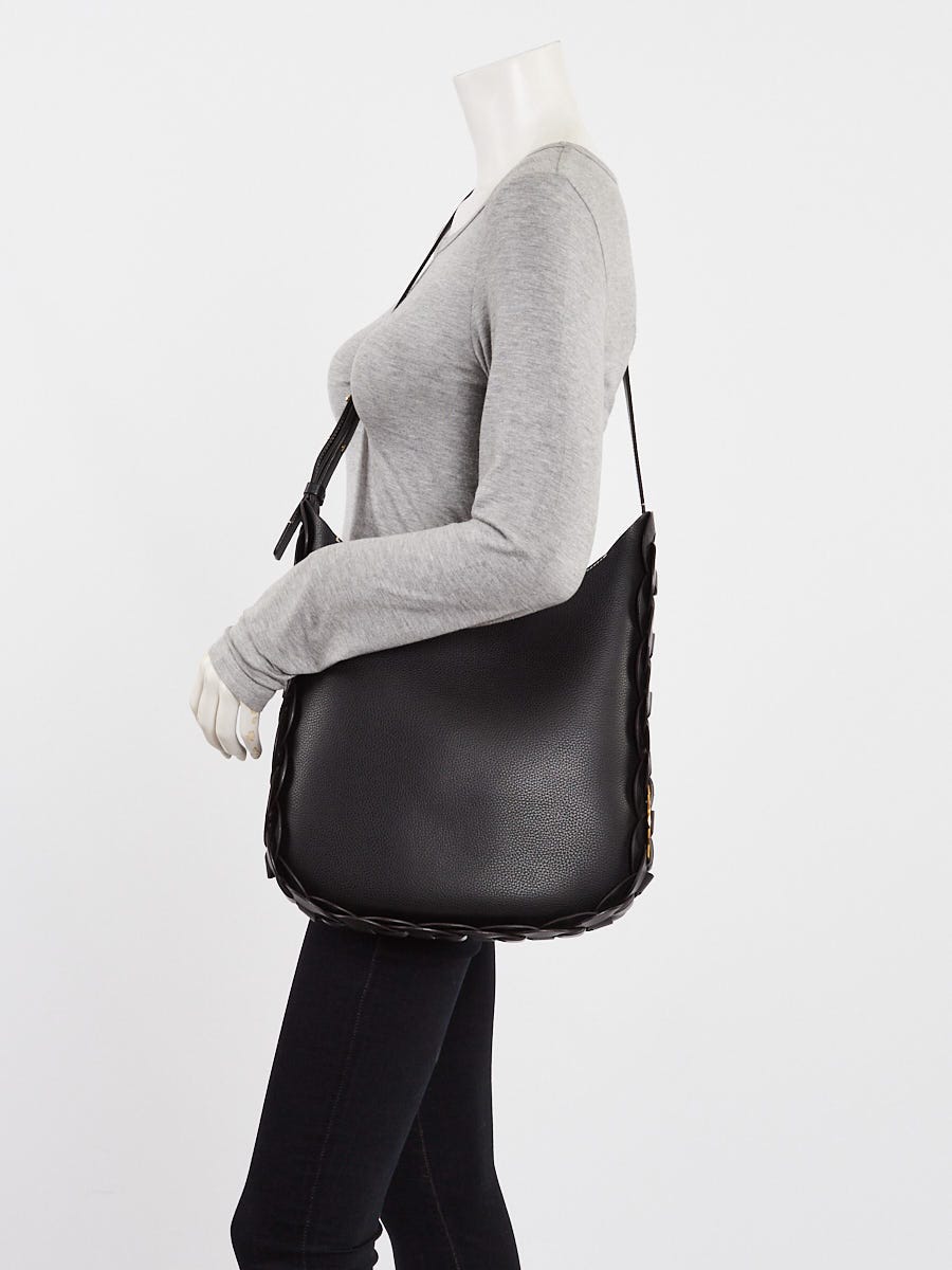 Chloe Black Grained Leather Medium Darryl Hobo Bag
