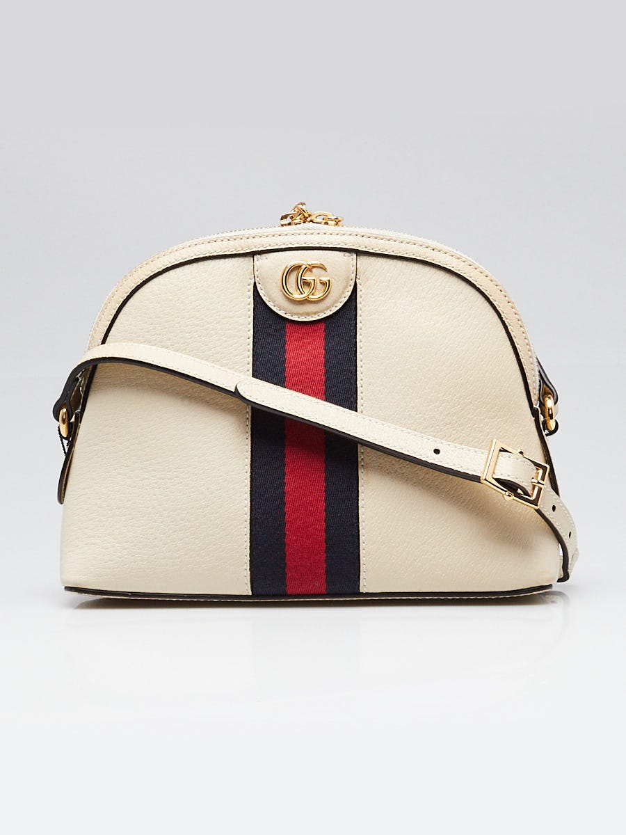 Gucci White Leather Vintage Web Small Ophidia Crossbody Bag
