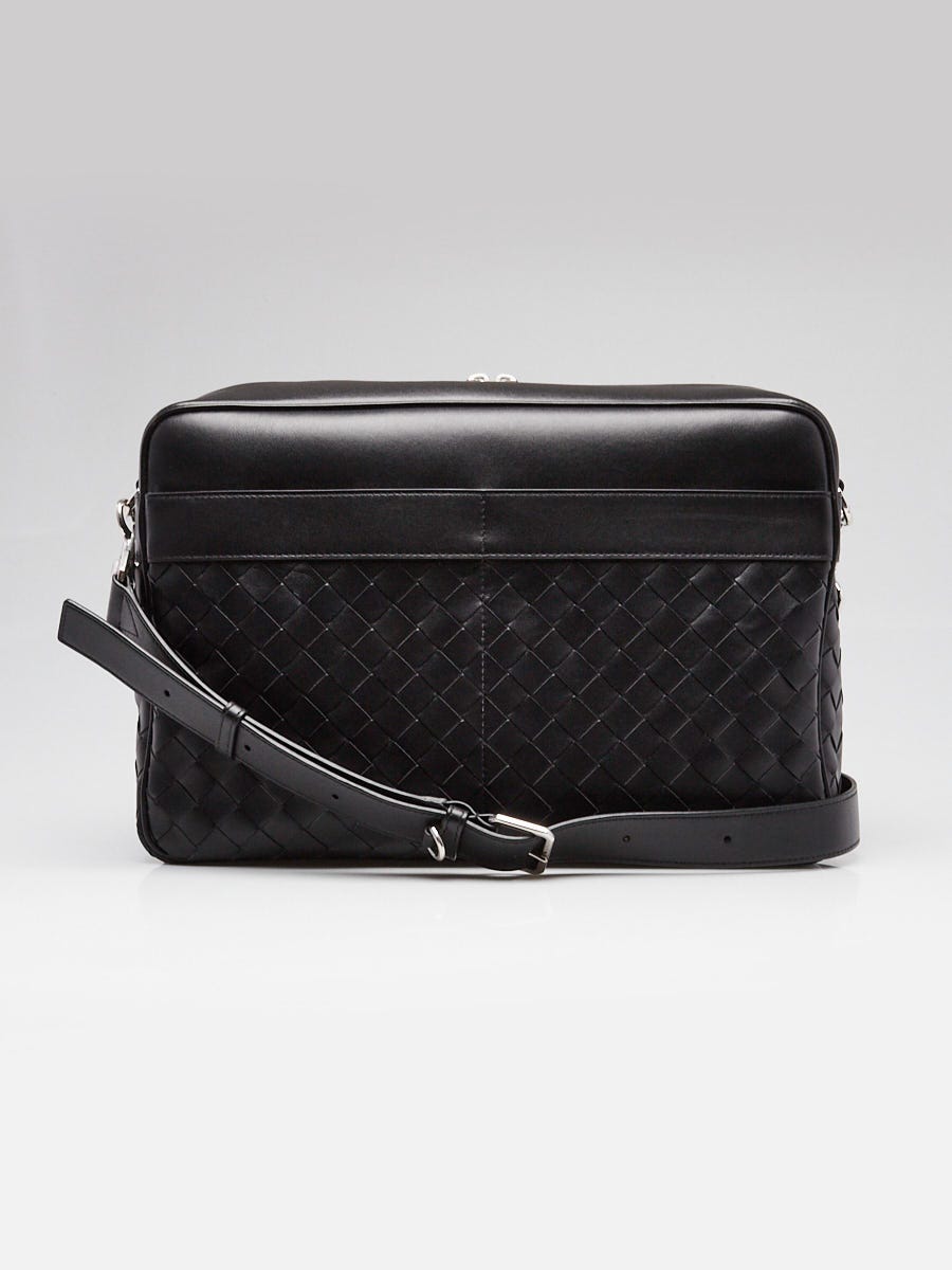 Bottega Veneta Black Intrecciato Woven Nappa Leather Crossbody Large Camera Bag