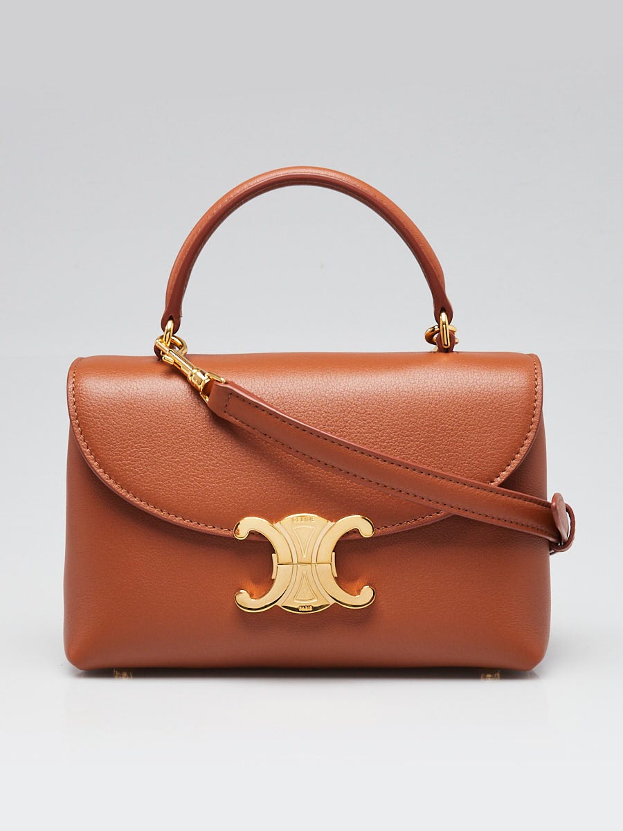 yaa-様 CELINE おまとめ 62 158 Celine Tan Grained Calfskin Leather Triomphe Teen Nino Bag