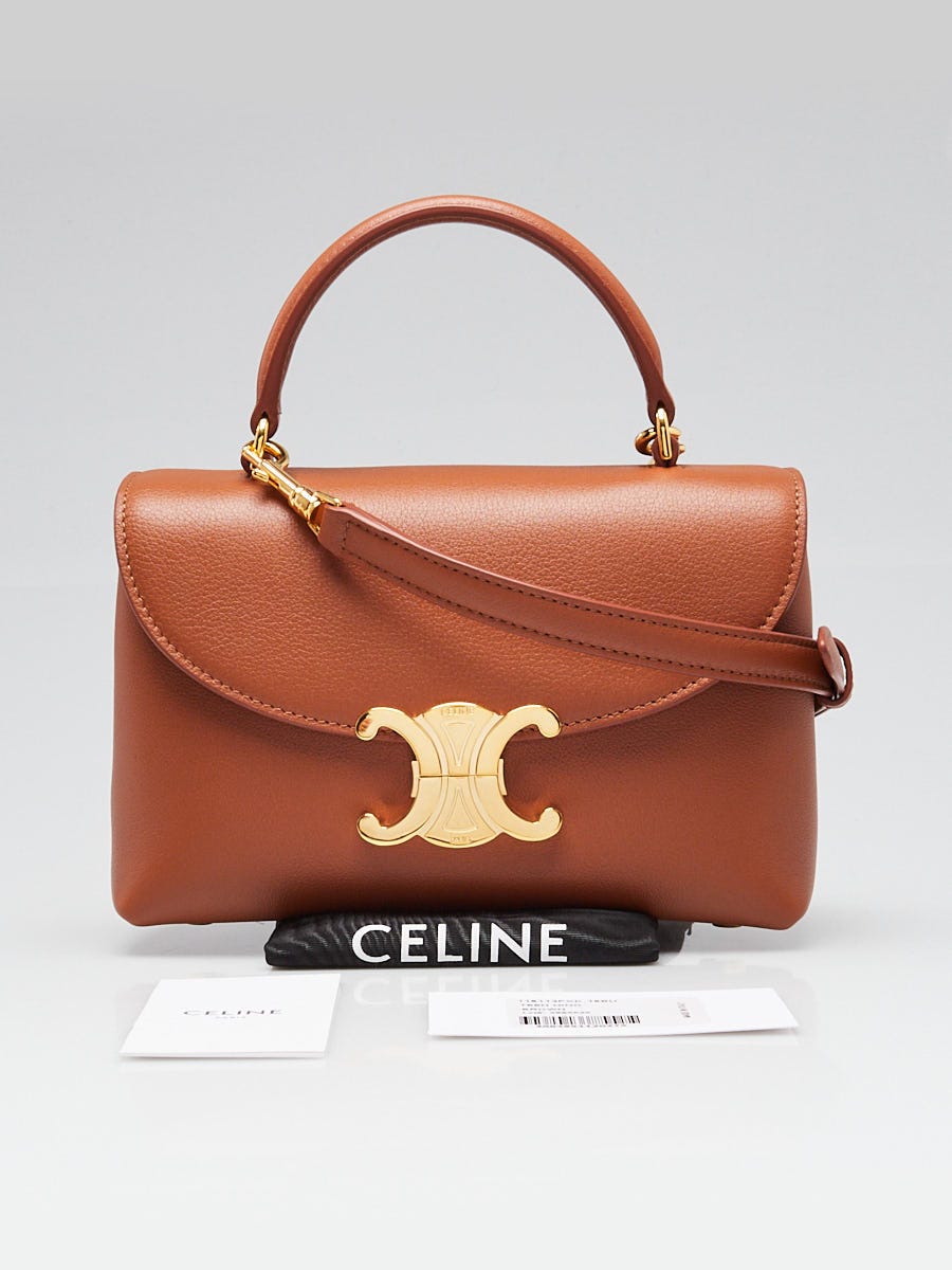 Celine Tan Grained Calfskin Leather Triomphe Teen Nino Bag