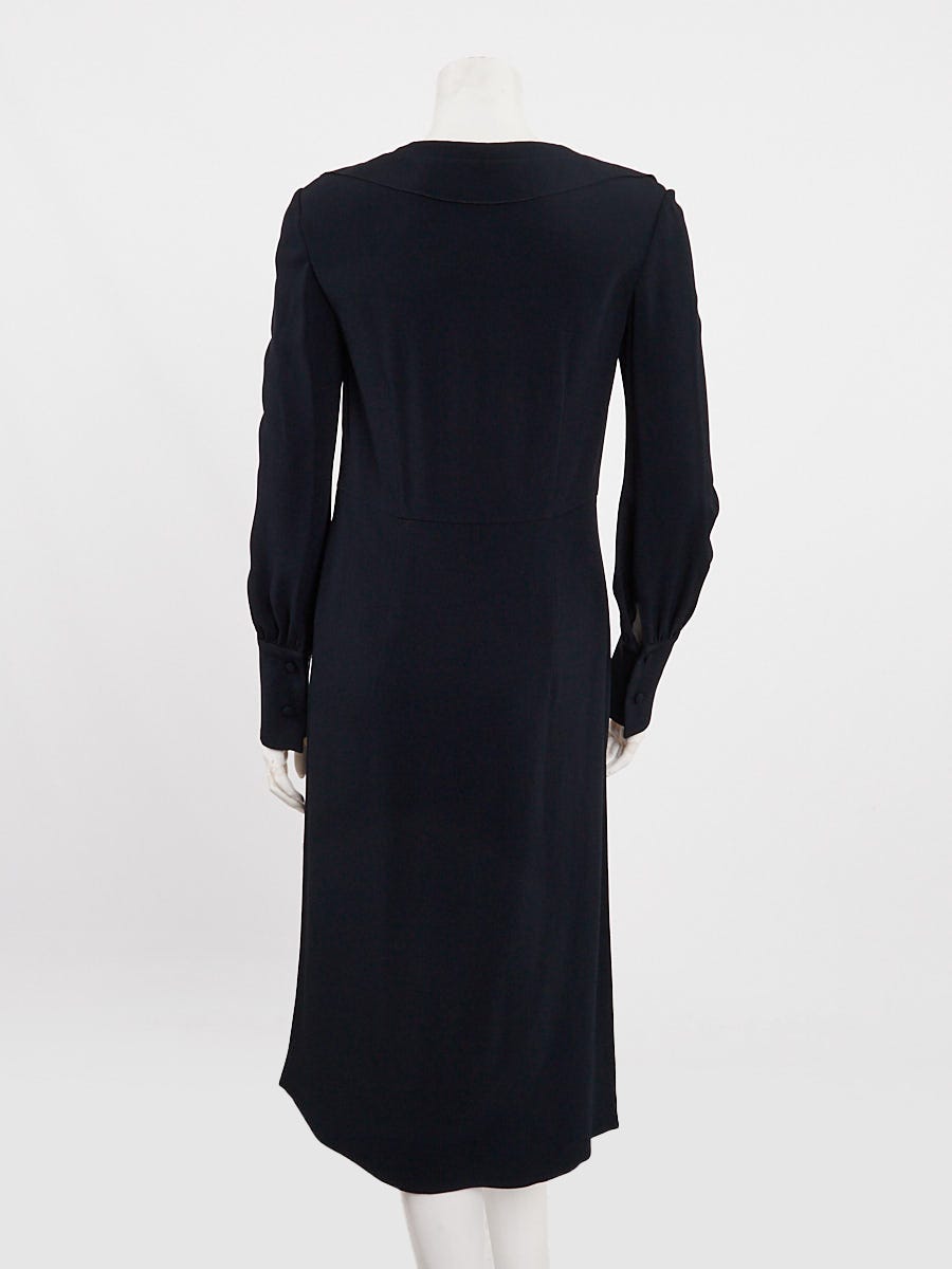 Prada Blue Acetate Blend Ruffle Midi Dress Size 4/38