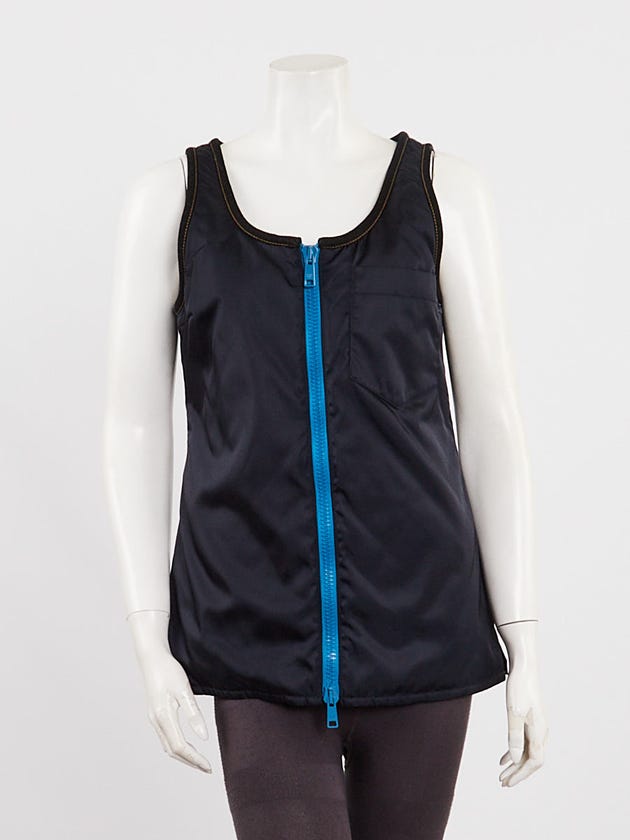 Prada Navy Blue Nylon Zip Vest Size M