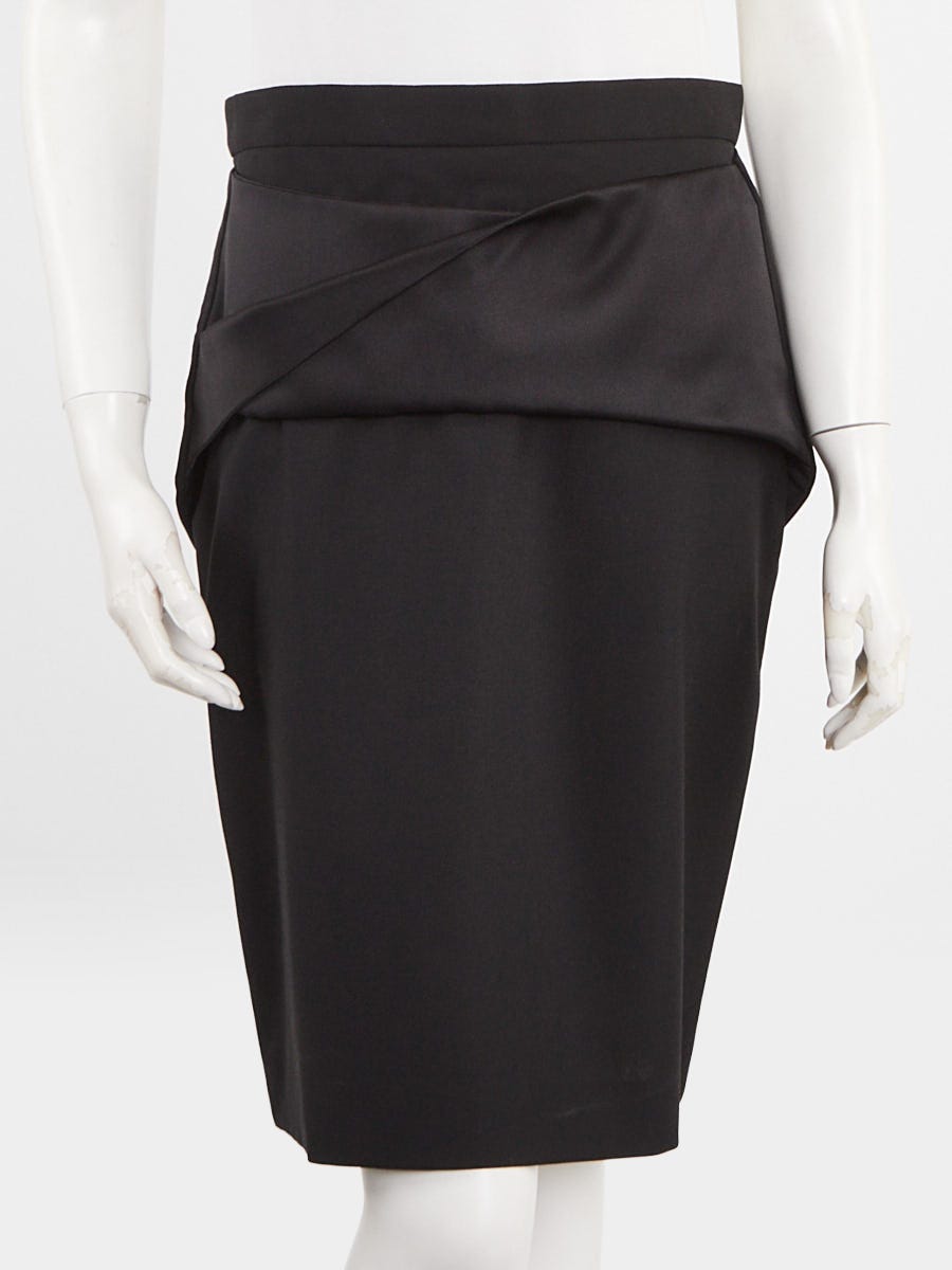 Balenciaga Black Polyester/Wool Pencil Skirt Size 6/40