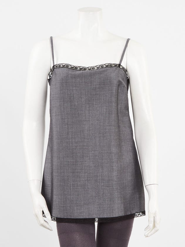 Prada Grey Mohair/Wool Lace Trimmed Camisole Size 4/38