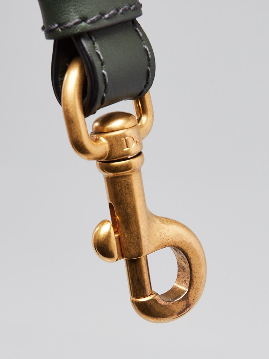 Christian Dior Beige/Green Embroidered Studded Canvas Shoulder Strap