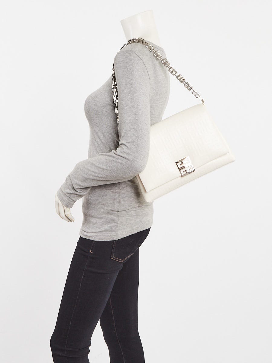 Givenchy Ivory Quilted Leather 4G Medium Shoulder Bag
