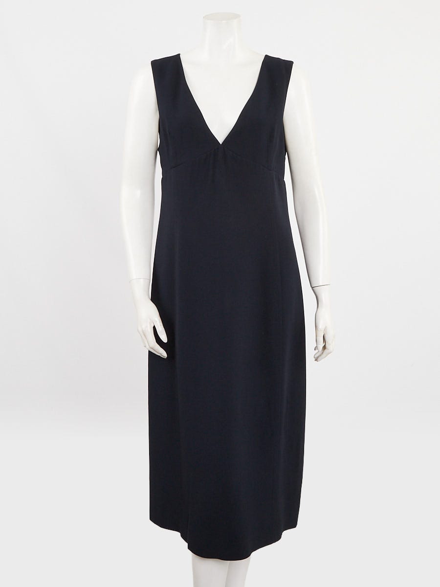 Prada Navy Blue Silk Sleeveless Midi Dress Size 8/42