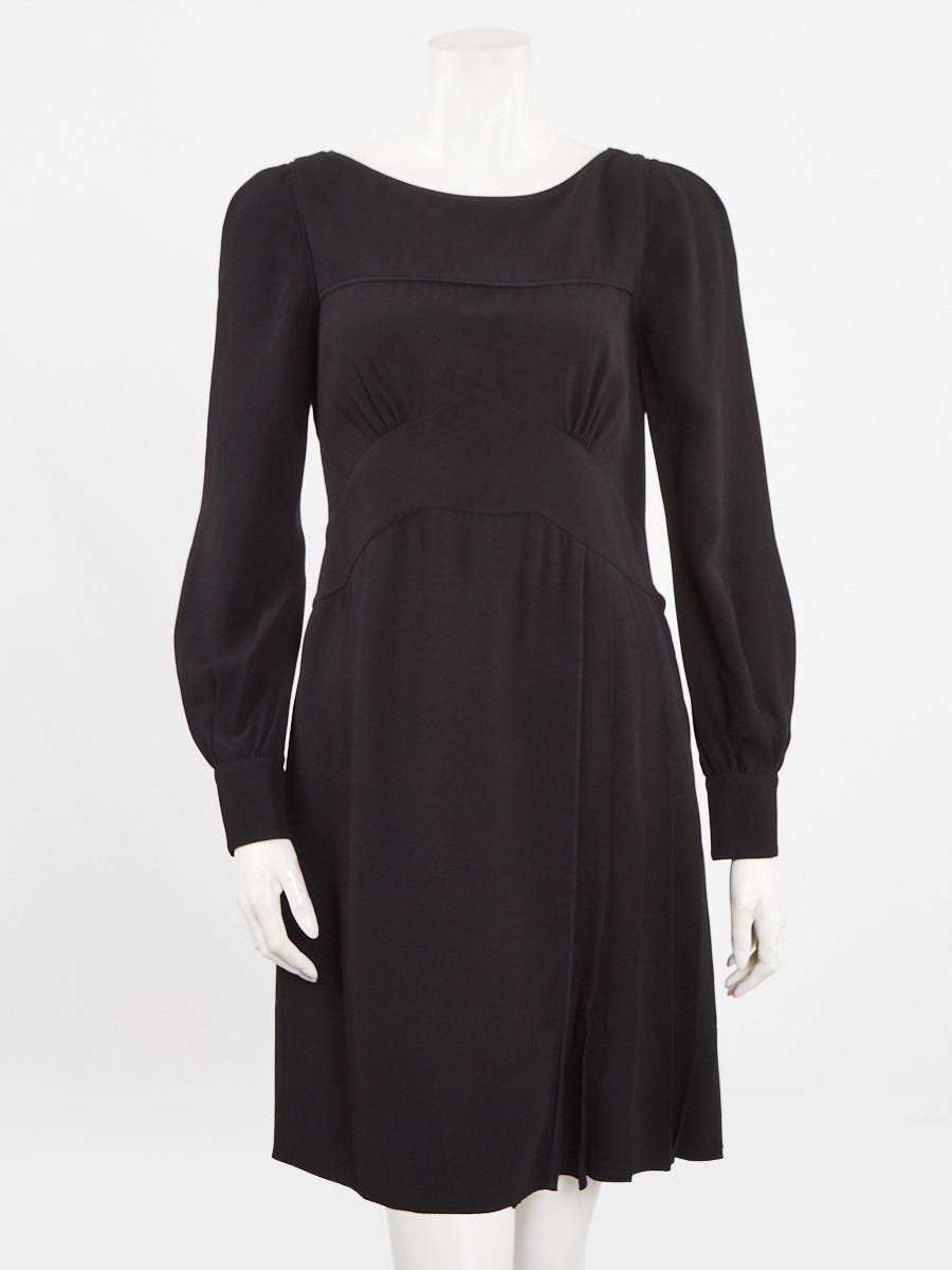 Prada Black Acetate Silk Long Sleeve Mini Dress Size 8/42