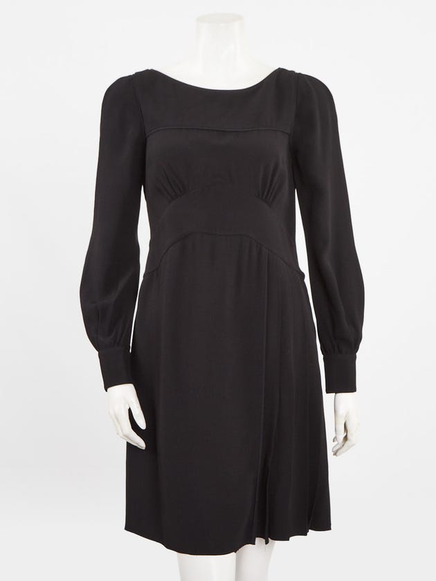 Prada Black Acetate Silk Long Sleeve Mini Dress Size 8/42