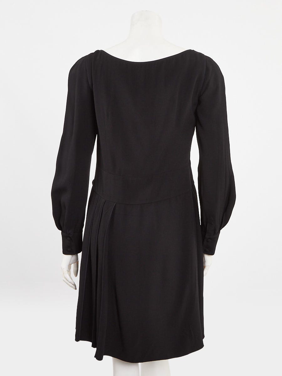 Prada Black Acetate Silk Long Sleeve Mini Dress Size 8/42