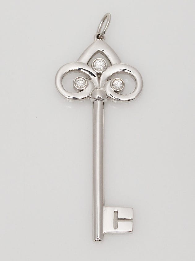 Tiffany
Co. 18k White Gold and Diamond Fleur de Lis Key Pendant