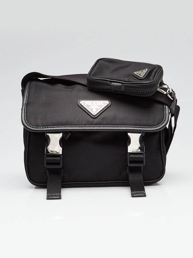 Prada Black Re-Nylon/Saffiano Crossbody Shoulder Bag - 2VD034