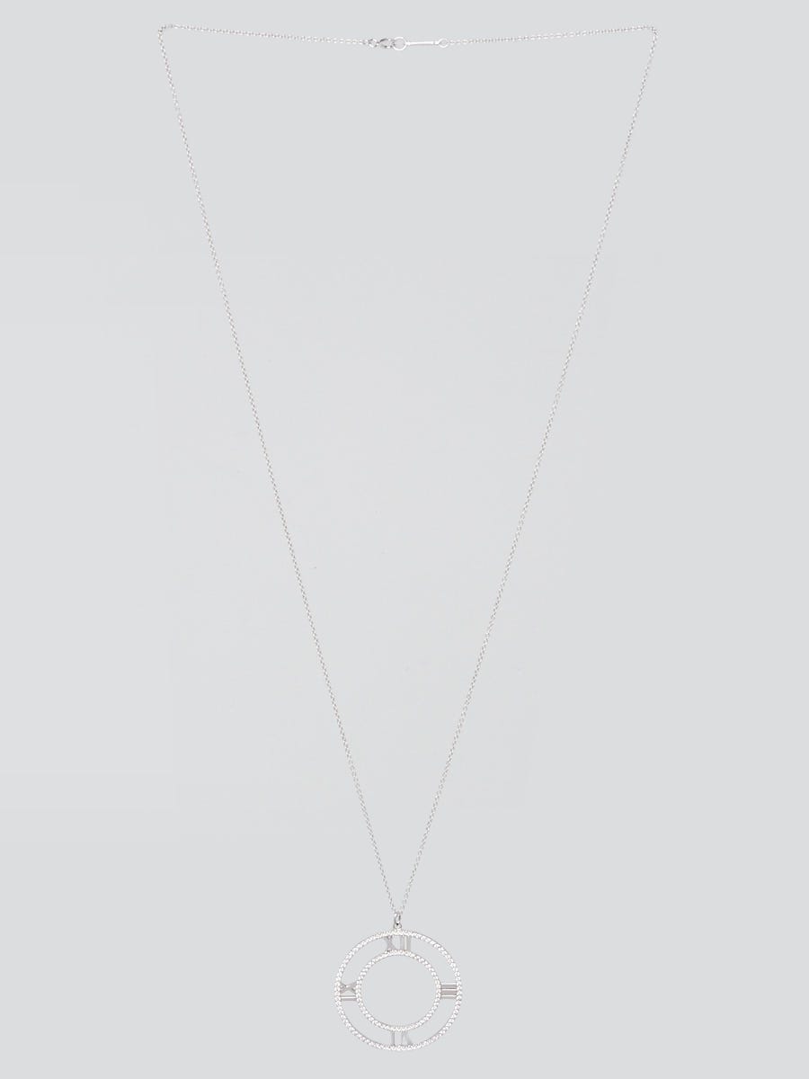 Tiffany & Co. 18k White Gold and Diamond Atlas Pendant Necklace