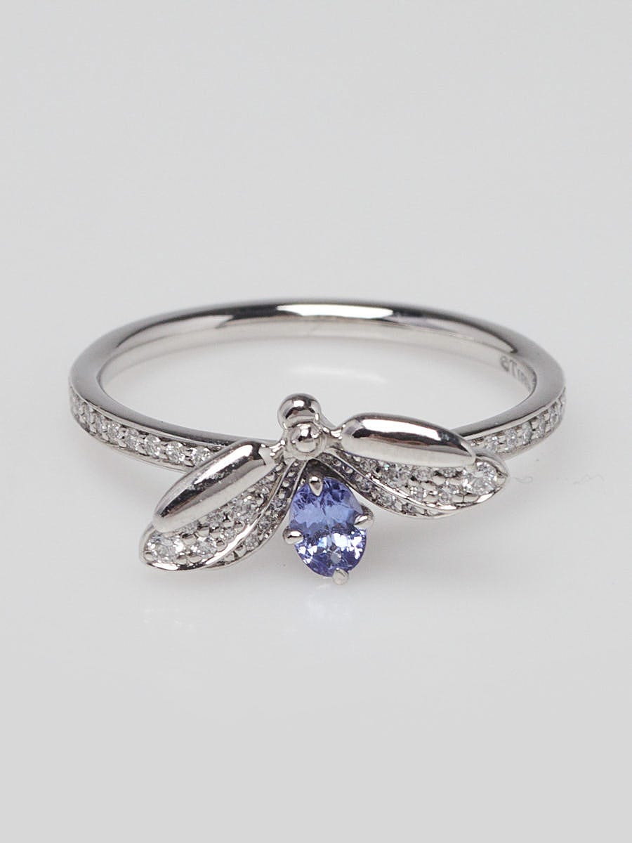 Tiffany 
Co. Platinum Tanzanite and Diamond Firefly Ring Size 7