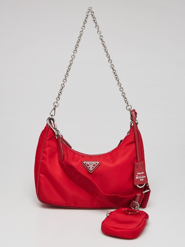 Prada Red Tessuto Nylon 2005 Re-Edition Shoulder Bag 1BH204