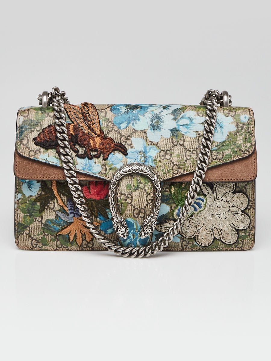 Gucci Beige/Ebony GG Floral Coated Canvas Embroidered Small Dionysus Shoulder Bag