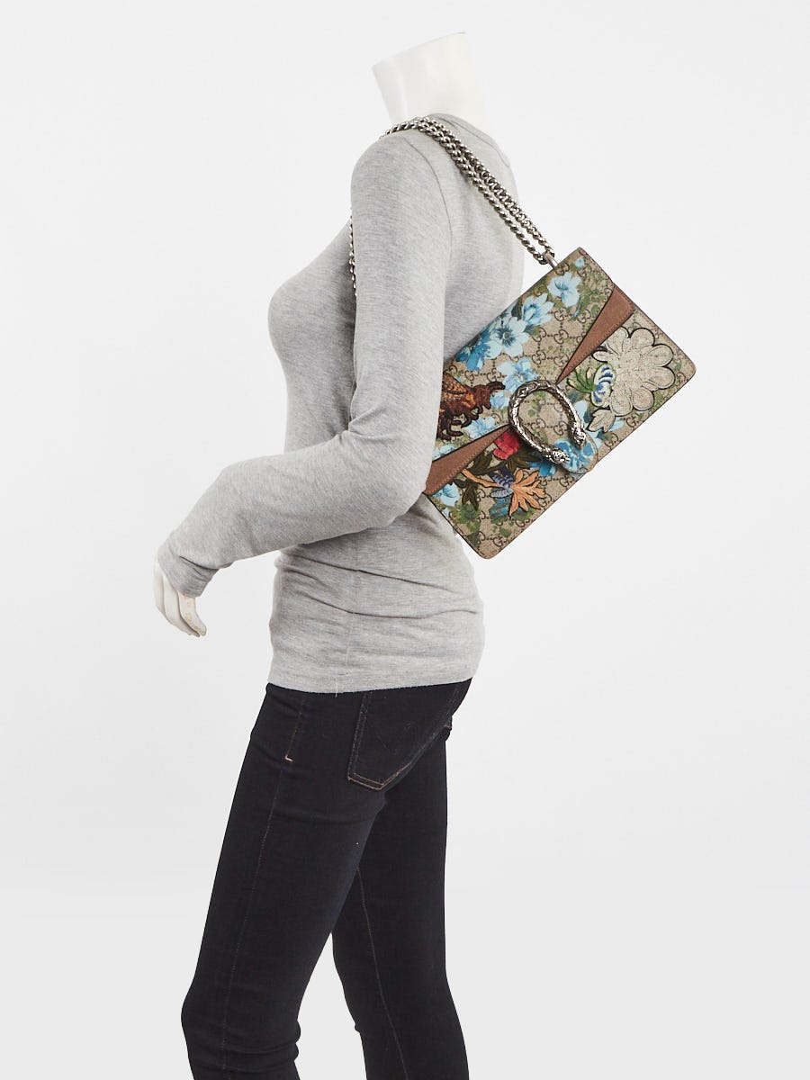 Gucci Beige/Ebony GG Floral Coated Canvas Embroidered Small Dionysus Shoulder Bag
