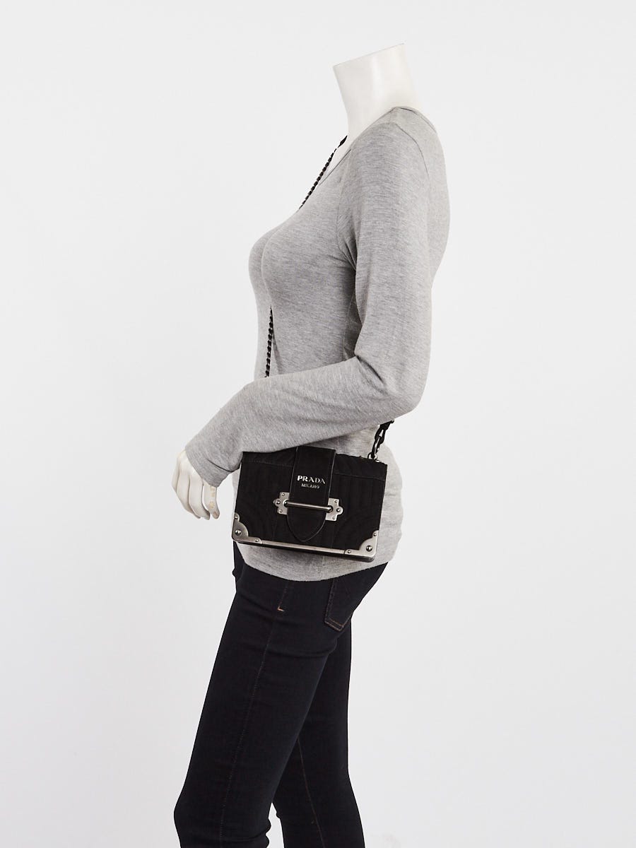 Prada Black Quilted Suede Cahier Bag 1BH018