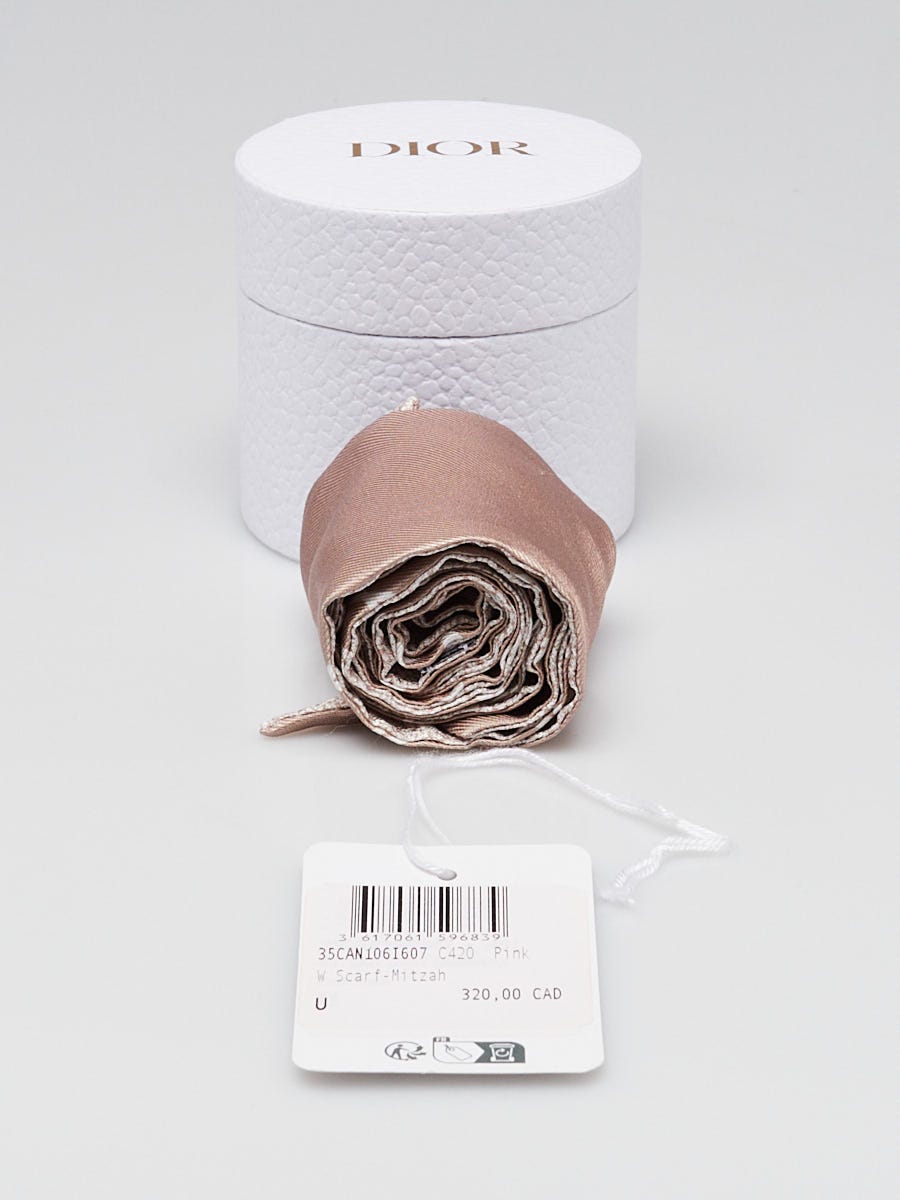 Christian Dior Pink Cannage Printed Silk Reversible Mitzah Scarf