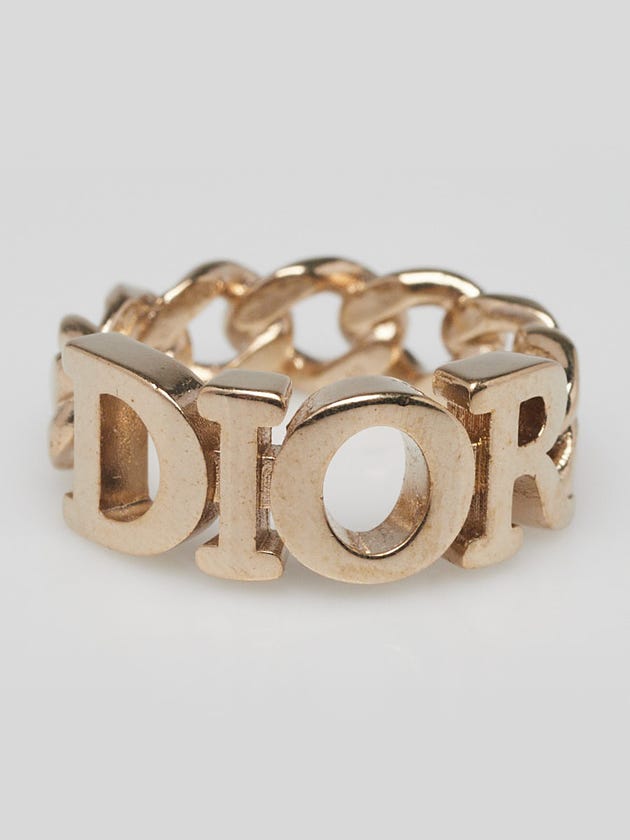 Christian Dior Goldtone Metal Dio(R)evolution Medium Chain Link Ring Size 5.5