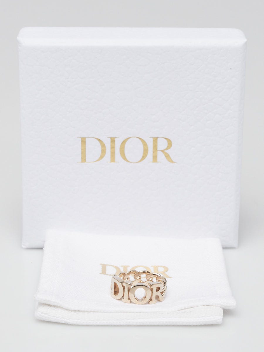 Christian Dior Goldtone Metal Dio(R)evolution Medium Chain Link Ring Size 5.5