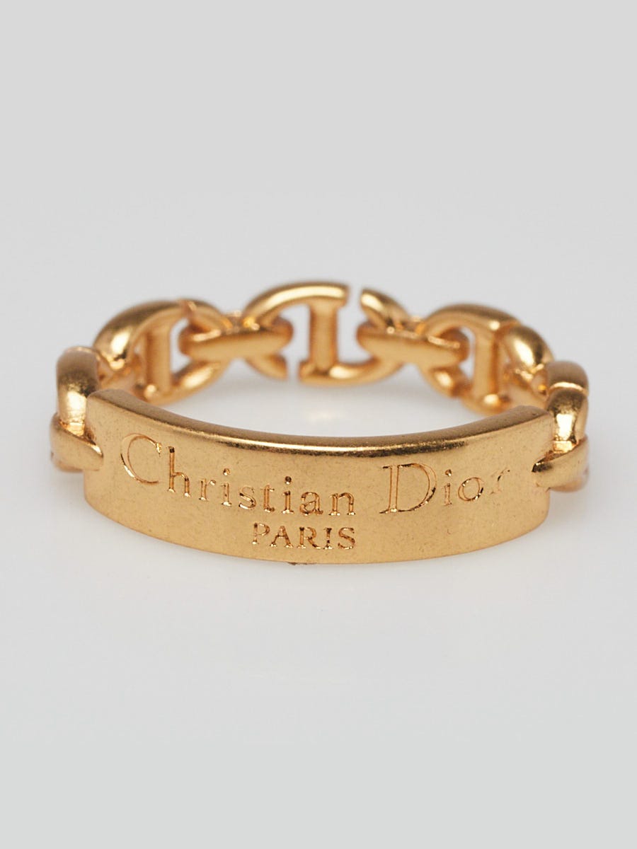 Christian Dior Goldtone Metal Dior Club Ring Size 6