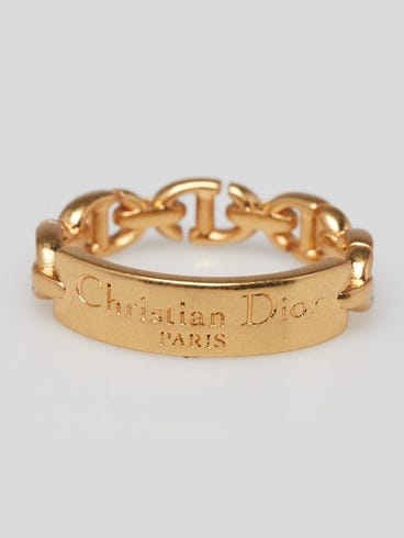 Christian Dior Goldtone Metal Dior Club Ring Size 6