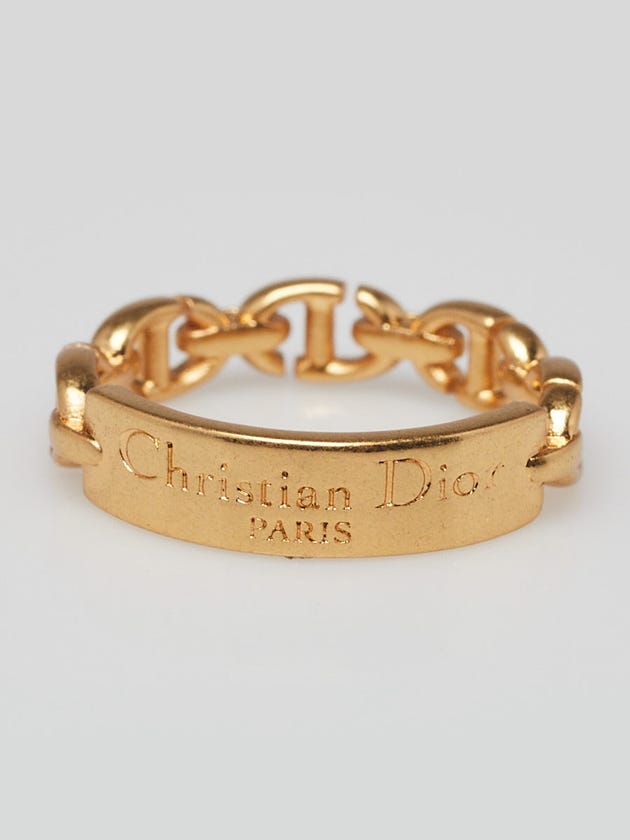 Christian Dior Goldtone Metal Dior Club Ring Size 6