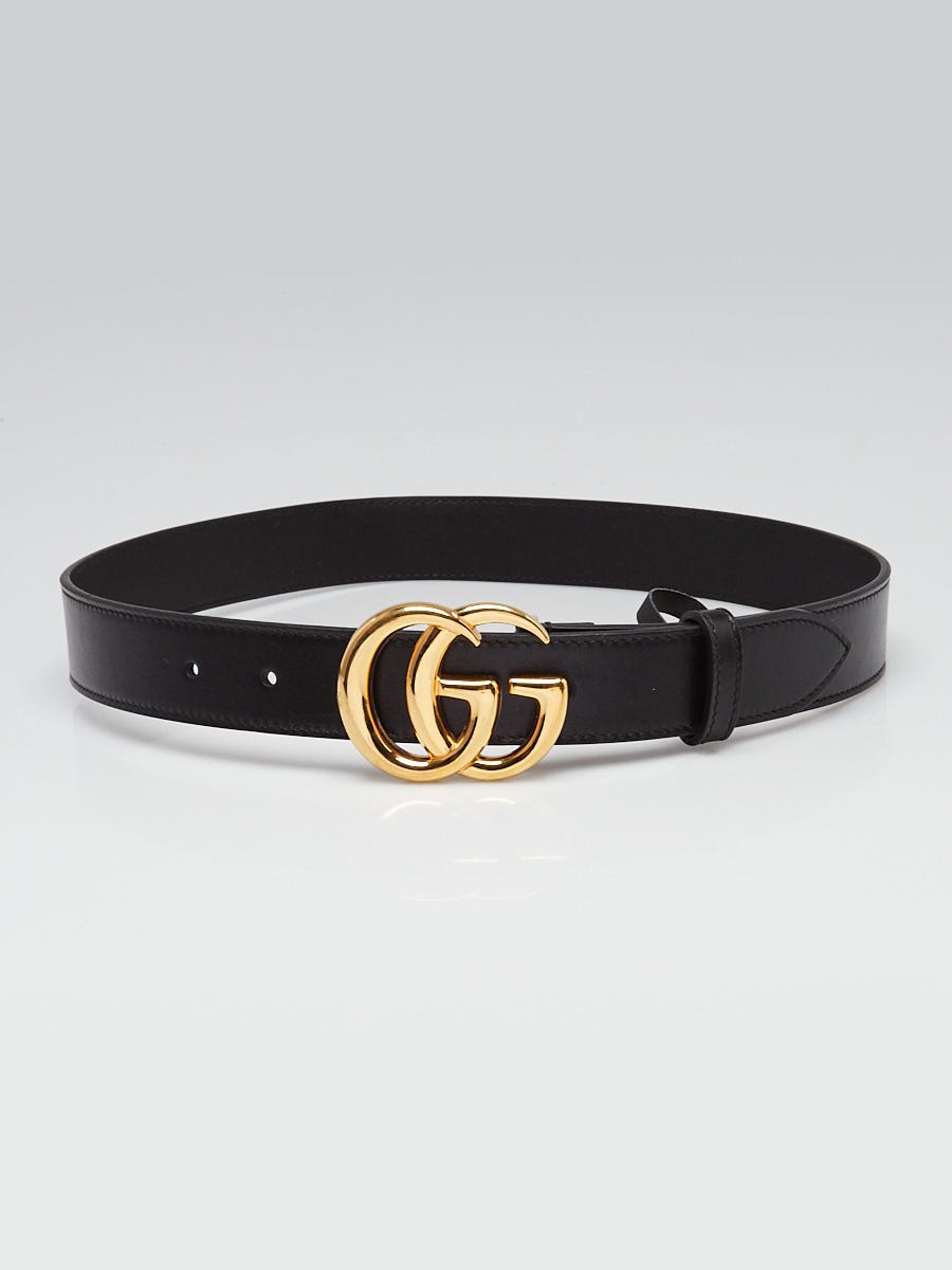 Gucci Black Leather Double G Belt Size 75/30