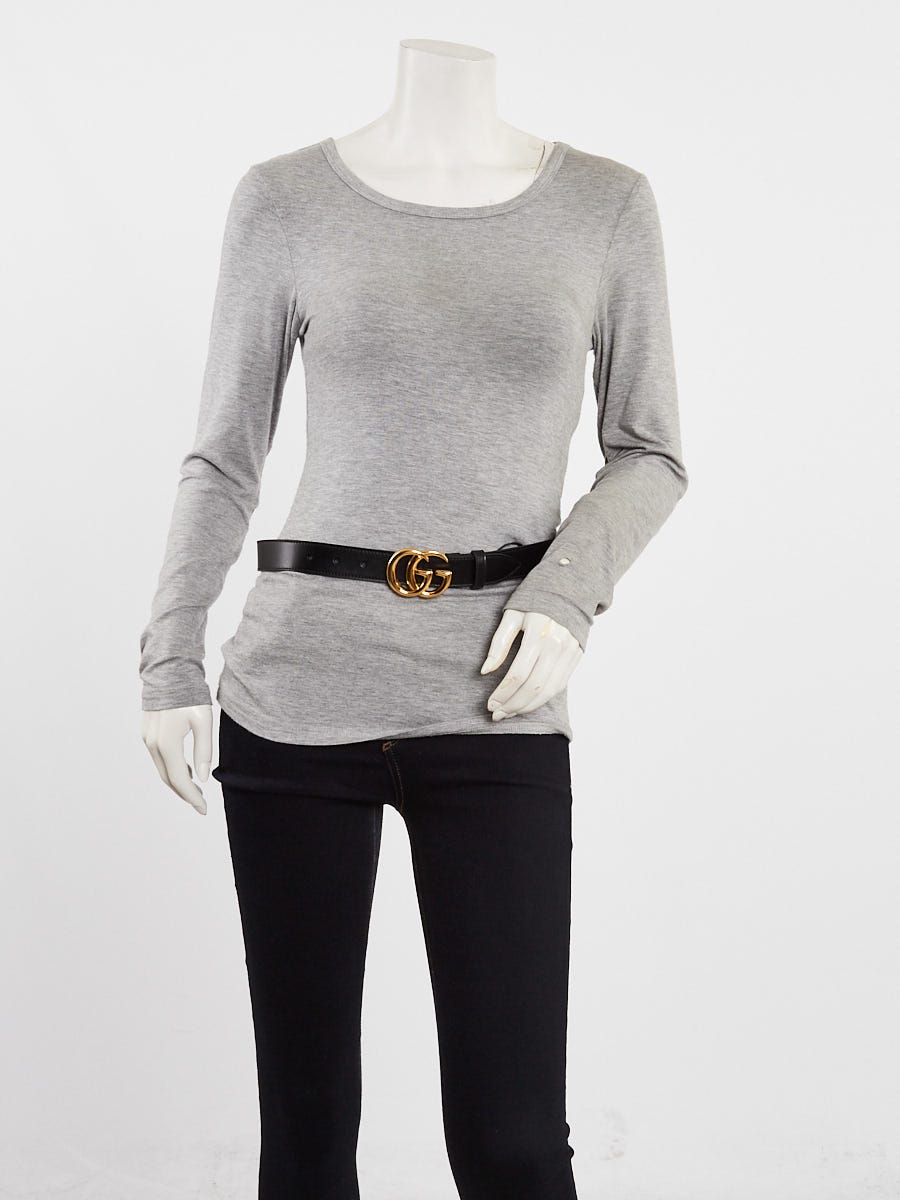 Gucci Black Leather Double G Belt Size 75/30