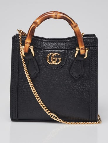 Gucci Black Pebbled Leather Diana Nano Tote Bag
