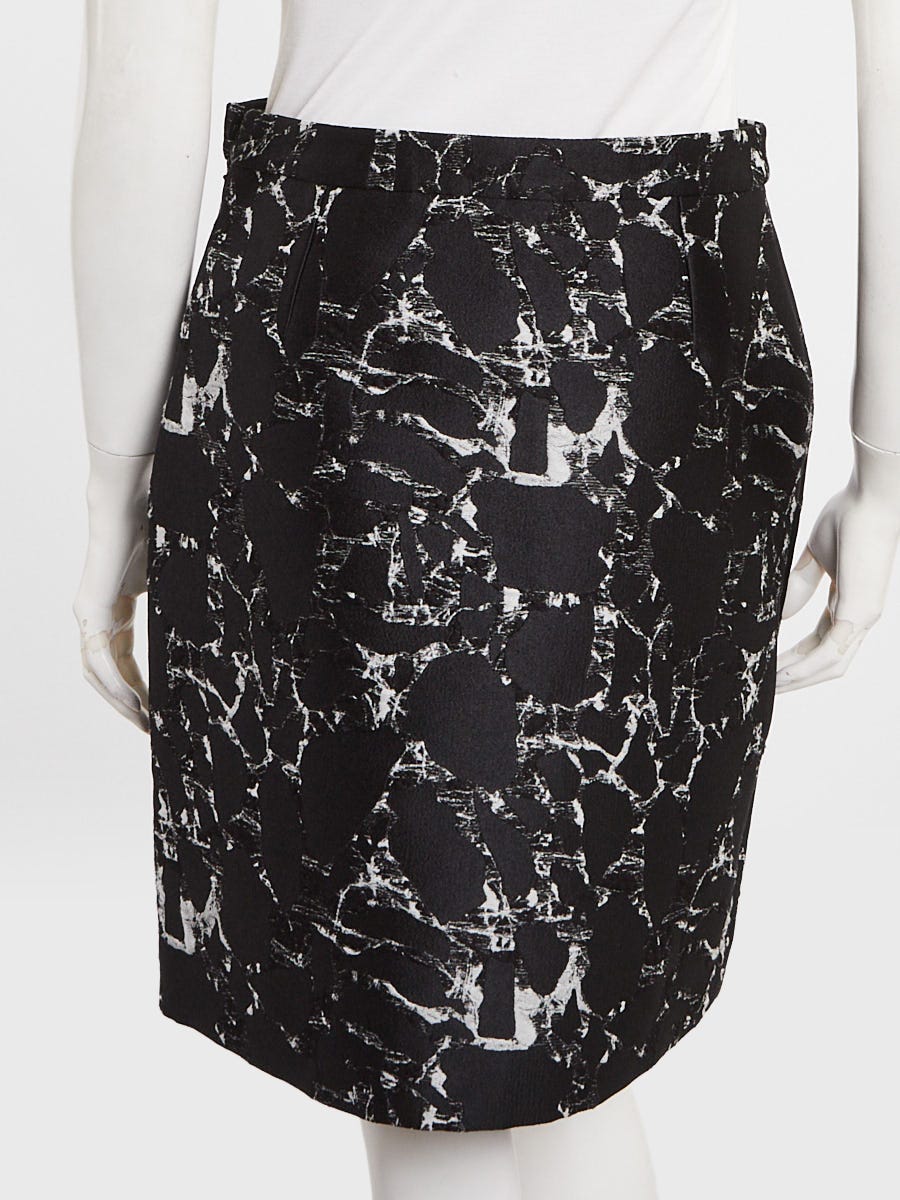 Balenciaga Black/White Cotton Blend Skirt Size 4/38