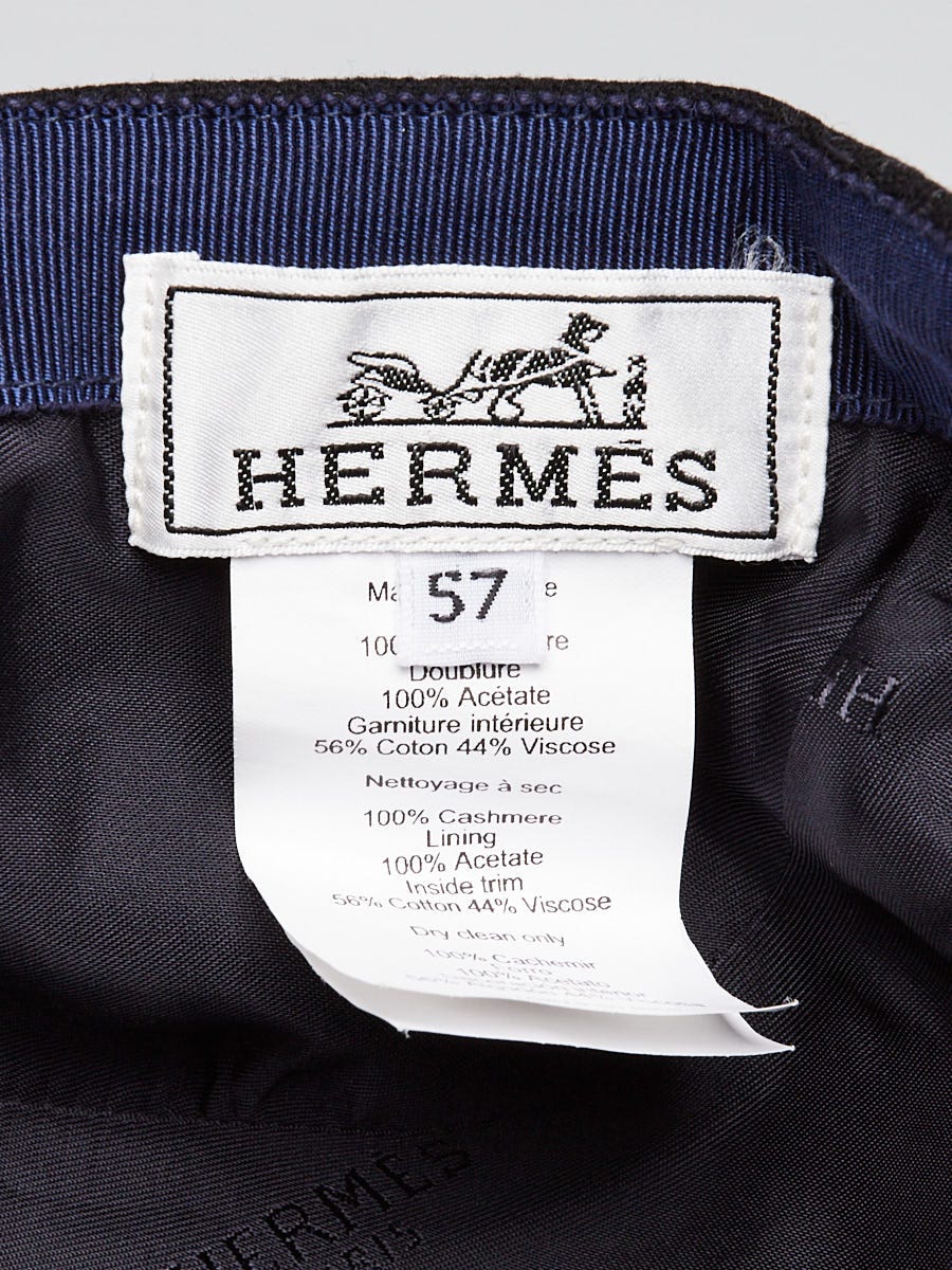 Hermes Noir Cashmere Nevada Brazillian Horses Cap Size 57 