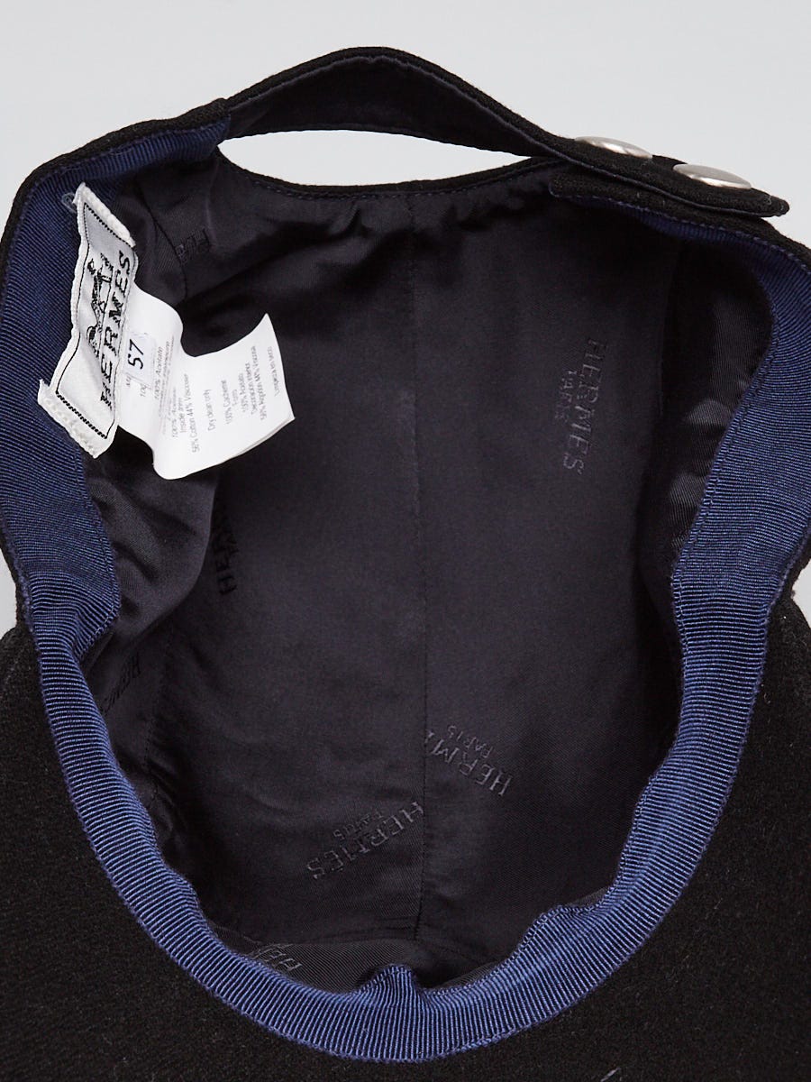 Hermes Noir Cashmere Nevada Brazillian Horses Cap Size 57