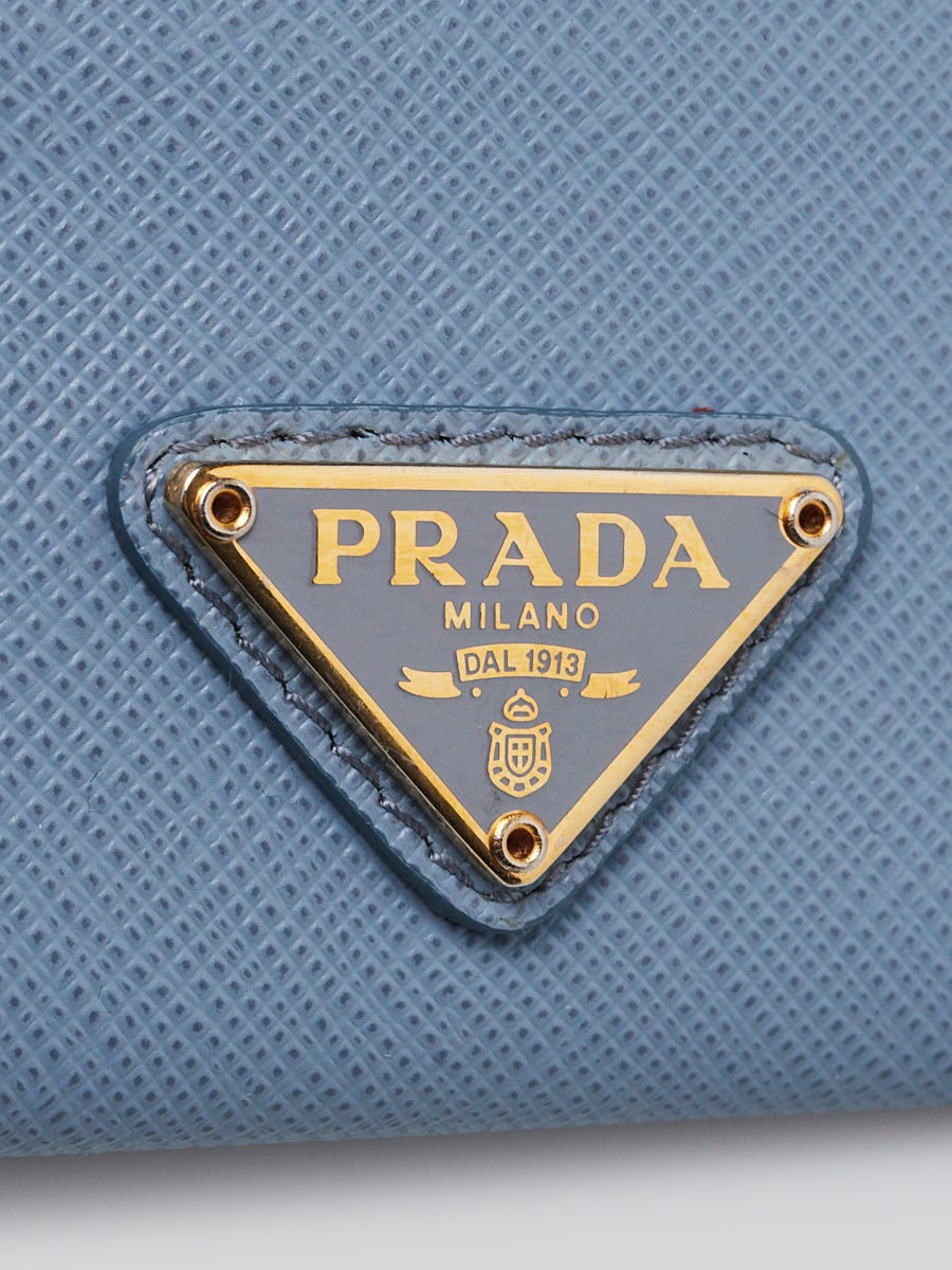 Prada Astrale Saffiano Triangle Leather Card Holder Wallet 1MC026